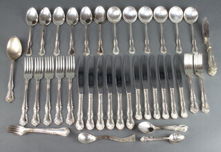 A quantity of fancy silver plated flatware for 6