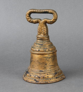 A 19th Century cast iron bell shaped doorstop 20cm h x 12cm w x 7cm d 