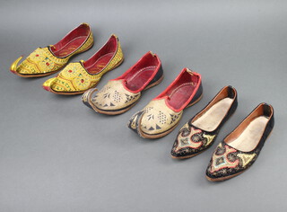 Four pairs of Turkish embroidered slippers