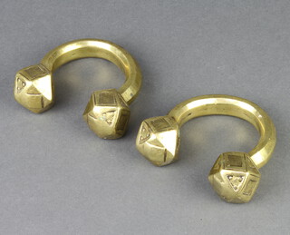 Two 18th/19th Century Nigerian gilt metal shackle bracelets 8cm x 9cm 