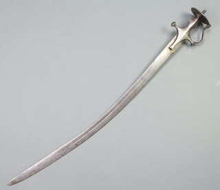 A 19th Century talwar curved sabre with 78cm blade, polished steel grip