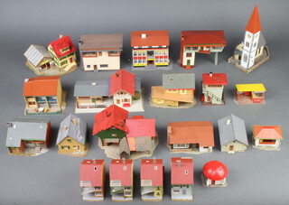 A quantity of Faller plastic model buildings including signal box, church, post office etc, etc, 