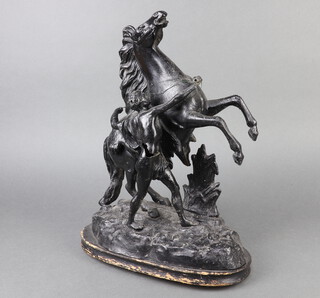 A pair of spelter figures of Marley horses (both a/f and holed) 43cm h x 44cm w x 17cm d 