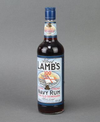 A 750ml bottle of Alfred lambs 100 Extra Strong Navy Rum Fine Old Demerara 57% vol. (distributed by United Rum Merchant, Worthing Road, Horsham, Sussex) 