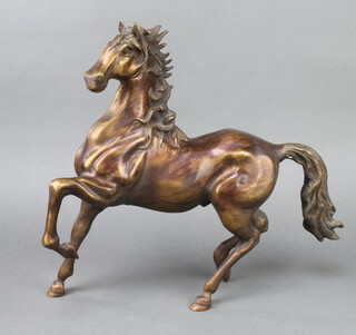 A 20th Century bronze figure of a walking horse 44cm h x 44cm w x 6cm d 