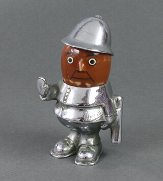 H Hassell, a chromium plated car mascot in the form of a standing Policeman 13cm x 4cm x 4cm 