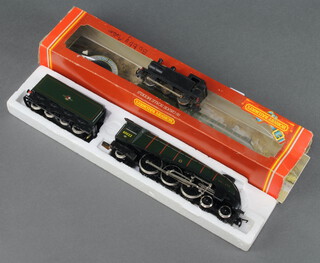 A Hornby Dublo locomotive R.309 BR Class A4 loco Mallard, boxed (box slightly bent and missing flap to end) together with a Triang N gauge tank engine 