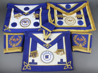 Masonic, a pair of Grand Officer's gauntlets Assistant Grand Standard Bearer, Provincial Grand Officers undress apron Deputy Registrar (Surrey), a Provincial Grand Lodge full dress rosette appointment apron Standard Bearer Middlesex and an undressed ditto with collar 
