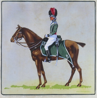 G D Tidmarsh, watercolour signed to bottom right hand corner, study of a trooper "The Sussex Gentleman and Yeomanry Cavalry 1798" 32cm x 31cm, contained in an ebony frame  