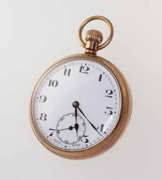A 9ct yellow gold pocket watch mechanical movement and seconds at 6 o'clock, contained in a 45mm case  