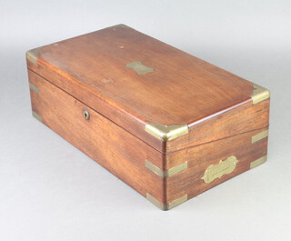 A Victorian brass banded and mahogany writing slope with hinged lid, base fitted a secret drawer 15cm h x 46cm w x 20cm d 