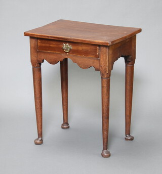 A 17th Century style oak side table fitted a drawer raised on club supports 68cm h x 56cm w x 41cm d
