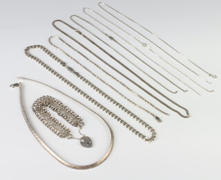 A silver necklace and minor silver jewellery 112gms 