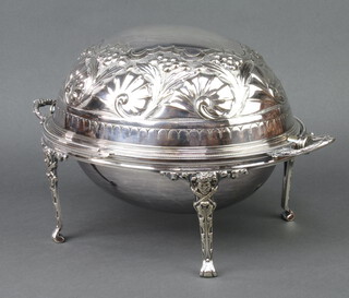 A silver plated Edwardian repousse breakfast server 38cm 