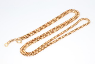 A 9ct yellow gold box link necklace 74cm, 16.5gms