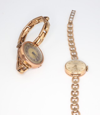 A lady's 9ct cased Slava wristwatch and bracelet, a ditto with expanding strap, gross weight 30gms 