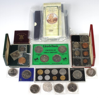 A cased commemorative Guernsey coin set, minor coins and crowns
