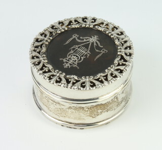 An Edwardian silver and tortoiseshell trinket box, London 1910, maker William Comyns, 5cm 