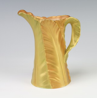 A Royal Worcester blush porcelain leaf jug 15cm 