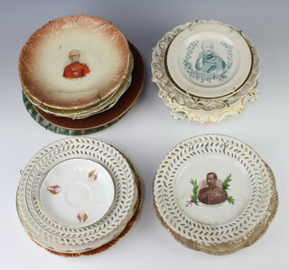 A collection of First World War commemorative china including a plate Lord Kitchener 25cm, a ditto Field Marshal Lord Roberts 22cm and 19 other plates