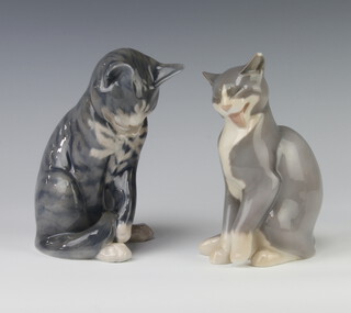 A Royal Copenhagen figure of a seated cat 340 18cm, a ditto 225B 17cm (chipped ear) 