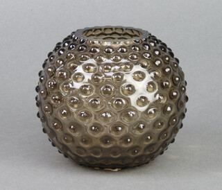 A Studio grey bobbly glass cylindrical vase 20cm, 