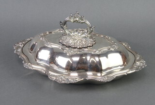 An Edwardian silver plated entree set with floral decoration 35cm 