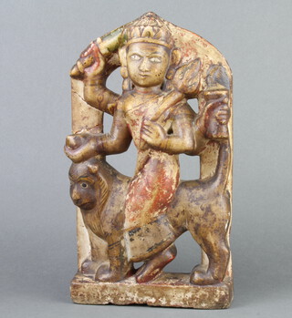 An 18th/19th Century Indian carved and painted stone figure of Shiva 37cm h x 20cm w x 5cm d 