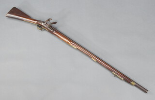 An Indian patent Brown Bess flintlock musket, the lock marked Brooks, the 100cm  barrel marked London and with Tower proof mark, having an oval plaque marked Abbot 8