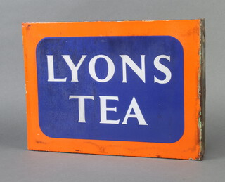 A Lyons Tea double sided enamel on metal sign 28cm h x 38cm w 