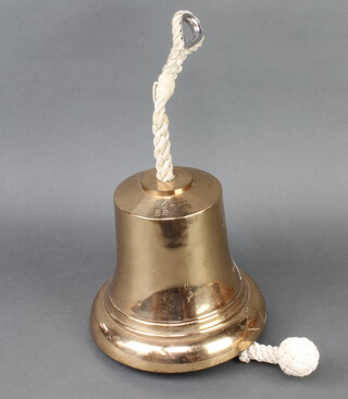 An Elizabeth II brass ships bell with crowned ER Cypher marked SCC 2/56 22cm x 24cm 