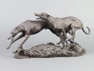 After A M, a limited edition bronze figure group of 2 running greyhounds, base marked A M 1979 no.228/250 17cm x 34cm x 9cm  