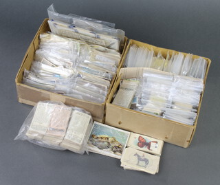 A collection of various Players, Wills and other cigarette/tea cards, contained in 2 shallow boxes 