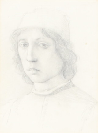 D Maclise, pencil sketch unsigned, portrait study of a gentleman 15.5cm x 11.5cm, label on verso