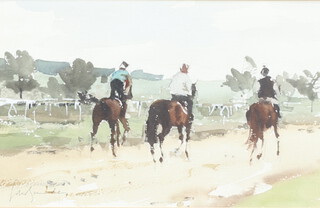 ** John Yardley born 1933, watercolour signed, equestrian study, label on verso "A Gallop" 18cm x 28cm **PLEASE NOTE - Works by this artist may be subject to Artist's Resale Rights 