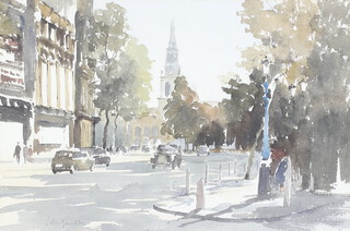 ** John Yardley born 1933, watercolour signed, London street scene with figures 31cm x 47cm  **PLEASE NOTE - Works by this artist may be subject to Artist's Resale Rights 
