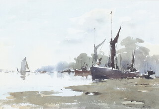 ** John Yardley born 1933, watercolour signed, old fishing vessels 31.5cm x 45.5cm **PLEASE NOTE - Works by this artist may be subject to Artist's Resale Rights 