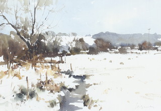 ** John Yardley born 1933, watercolour signed, snowy rural landscape 31.5cm x 45.5cm **PLEASE NOTE - Works by this artist may be subject to Artist's Resale Rights 