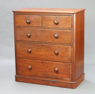 A Victorian mahogany D shaped chest of 2 short and 3 long drawers with tore handles 109cm h x 100cm w x 46cm d 