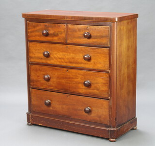A Victorian mahogany D shaped chest of 2 short and 3 long drawers with tore handles 112cm h x 103cm w x 46cm d 