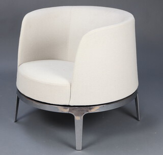 Materia, an Omni design chrome framed revolving armchair 72cm h x 70cm w x 69cm d (seat 40cm x 36cm)