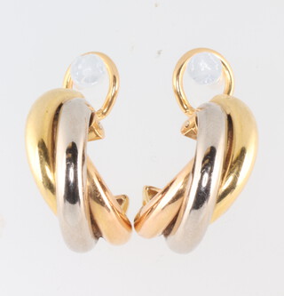 A pair of Cartier, 3 colour 18ct yellow gold ear clips 765640 9.5 grams with Cartier box 