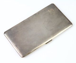 A silver engine turned rectangular cigarette case with engraved monogram Birmingham 1919, 240 grams, gross 