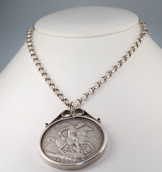 A Victorian 1893 crown on a silver chain 