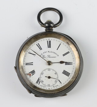 A Continental silver key wind pocket watch with seconds at 6 o'clock 
