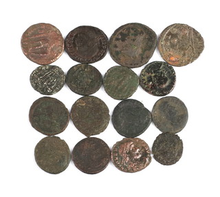 Sixteen Roman bronze coins 