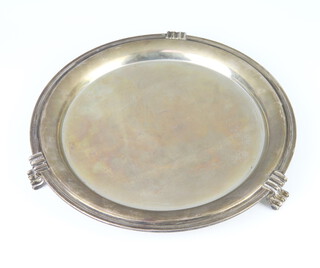 An Art Deco circular silver card tray Sheffield 1936, 23cm, 428 grams 