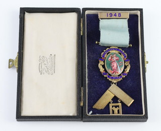A silver gilt and enamelled Past Masters jewel Temperance Lodge no.4064 