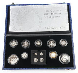 A Royal Mint The Queen's 80th Birthday Collection, A Celebration in Silver 2006, cased 