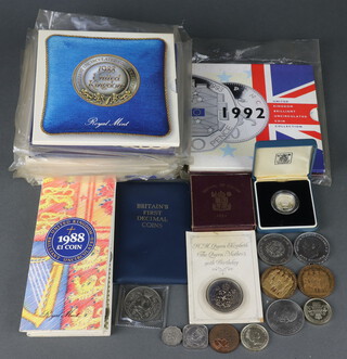 A collection of uncirculated coin sets 1988, 1990 (3), 1991 (5), 1992 (3), 1993 and minor crowns and coins 